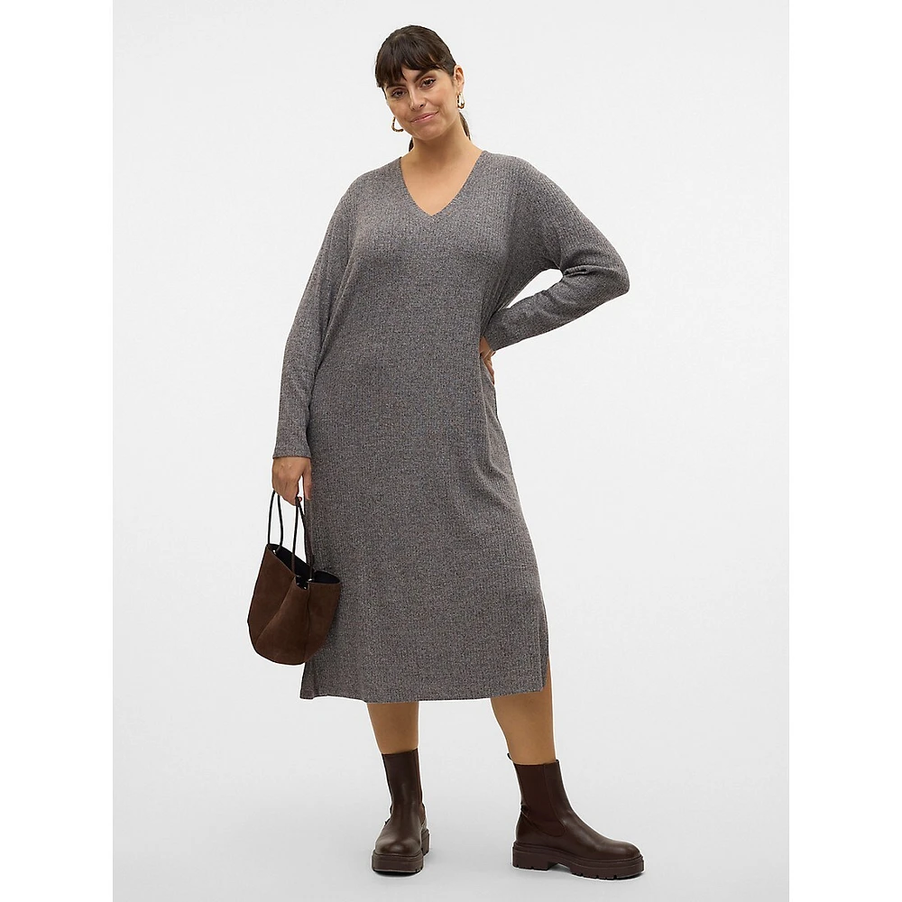 Plus Ceri V-Neck Midi Sweater Dress