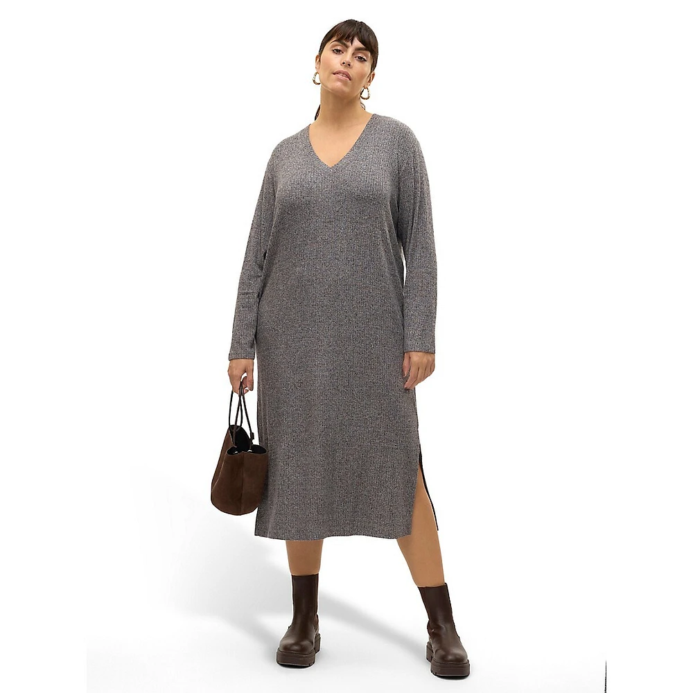 Plus Ceri V-Neck Midi Sweater Dress