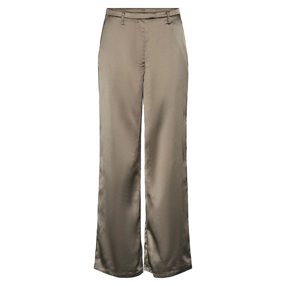 Ninidi High-Waist Wide-Leg Satin Pants