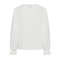 Tiffany V-Neck Blouson-Sleeve Top