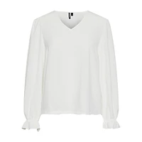 Tiffany V-Neck Blouson-Sleeve Top