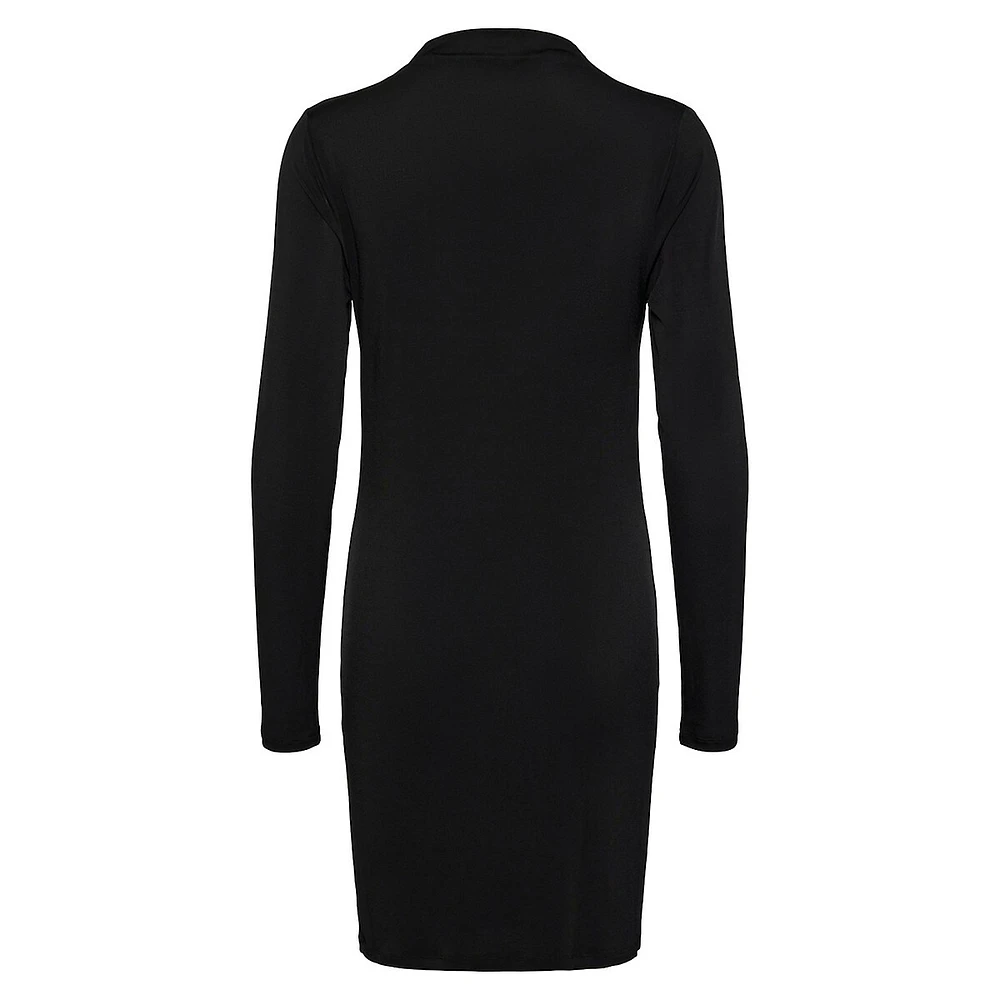 Madison Mockneck Long-Sleeve Drape Dress