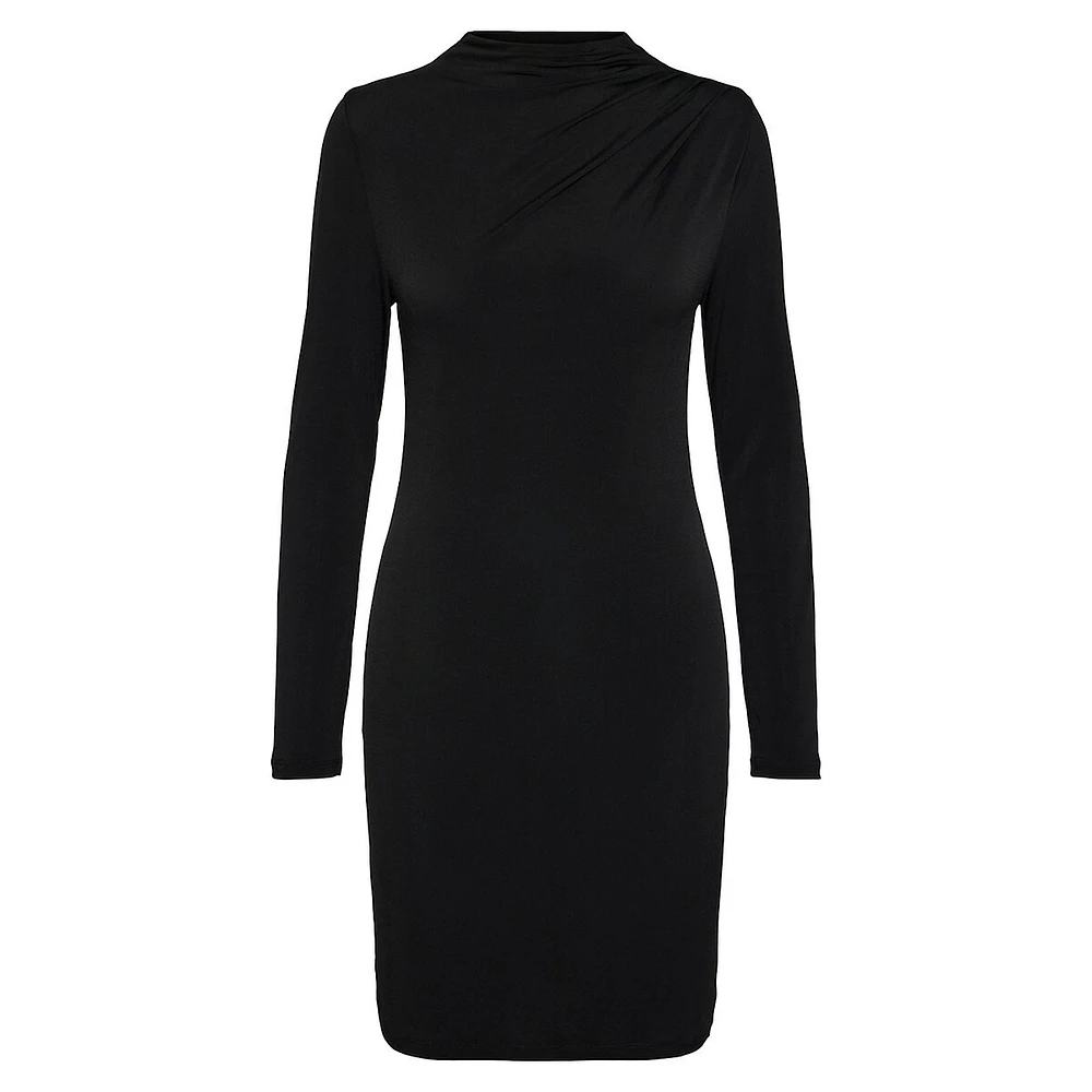 Madison Mockneck Long-Sleeve Drape Dress