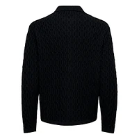 Leonard Cable-Knit Polo Cardigan