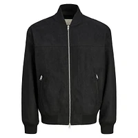 Faux Suede Bomber Jacket