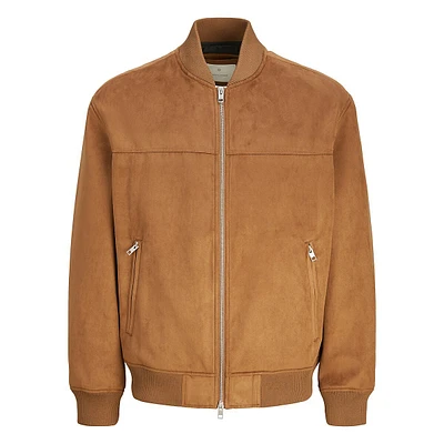 Faux Suede Bomber Jacket