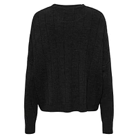 Tess Drop-Shoulder Ribbed Crewneck Sweater