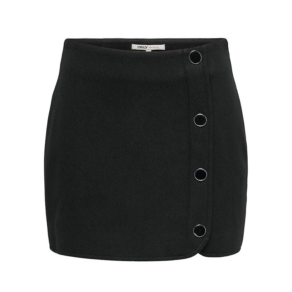 Button-Down Felt Mini Skirt