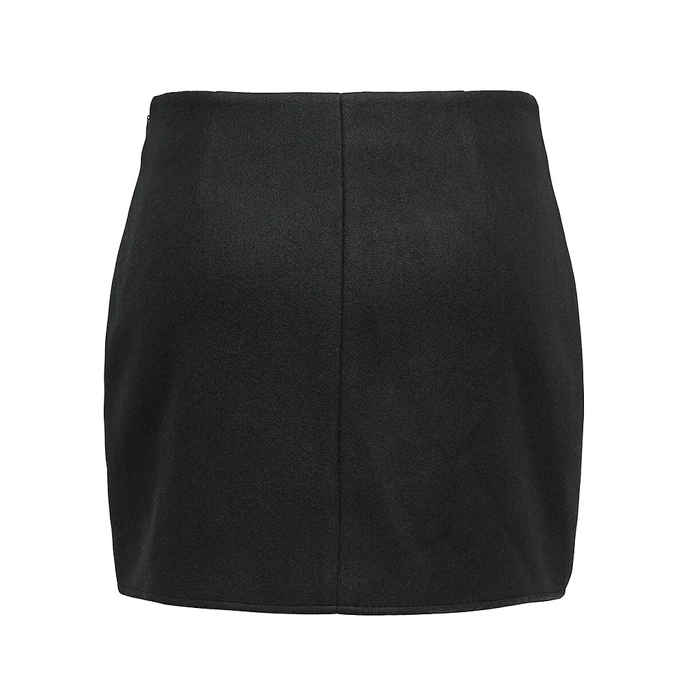 Button-Down Felt Mini Skirt