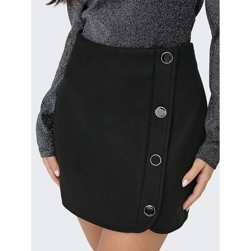 Button-Down Felt Mini Skirt