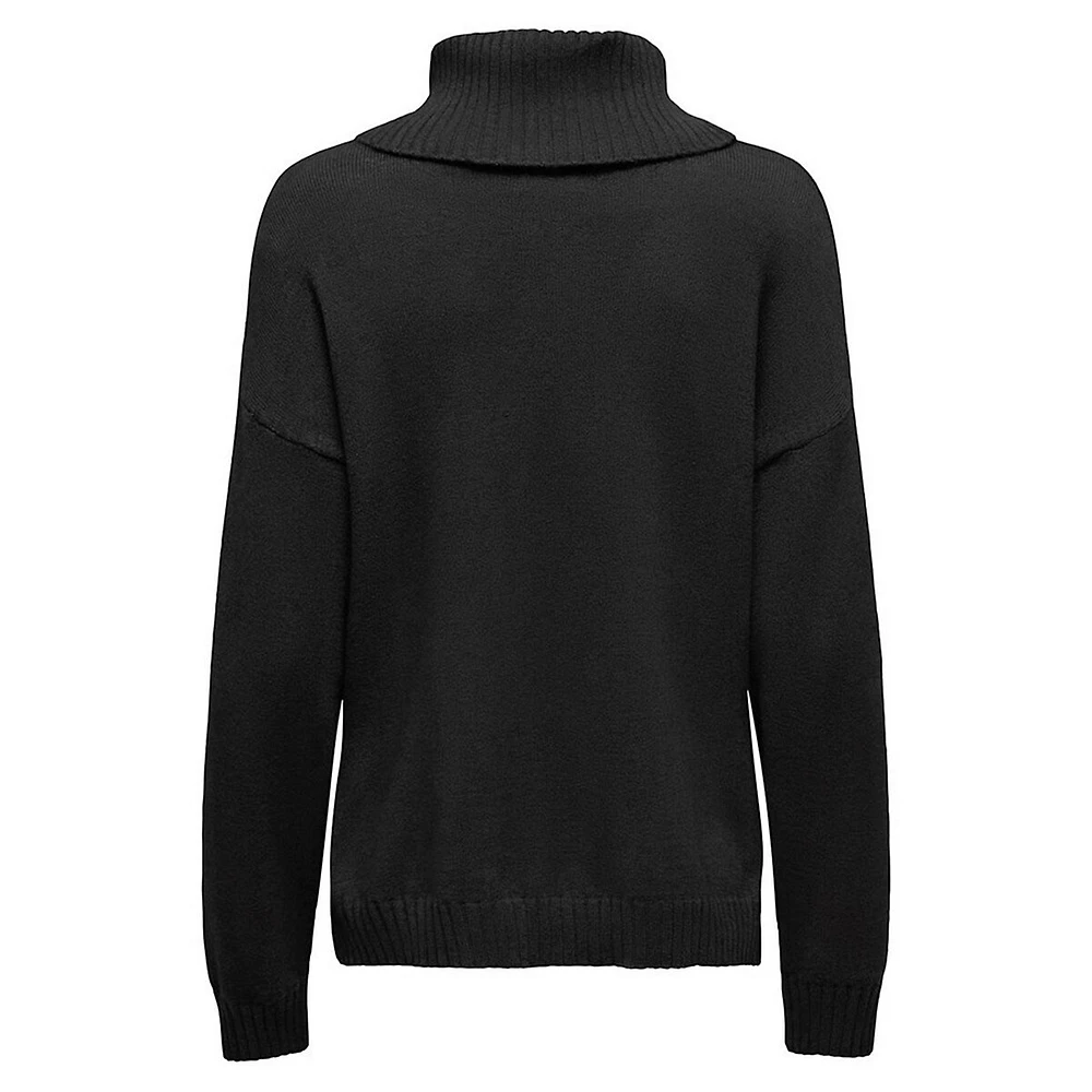 Button-Detail Roll-Neck Sweater