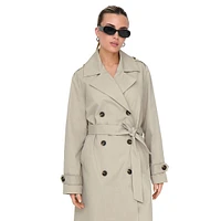 Double-Breasted Long Trench Coat