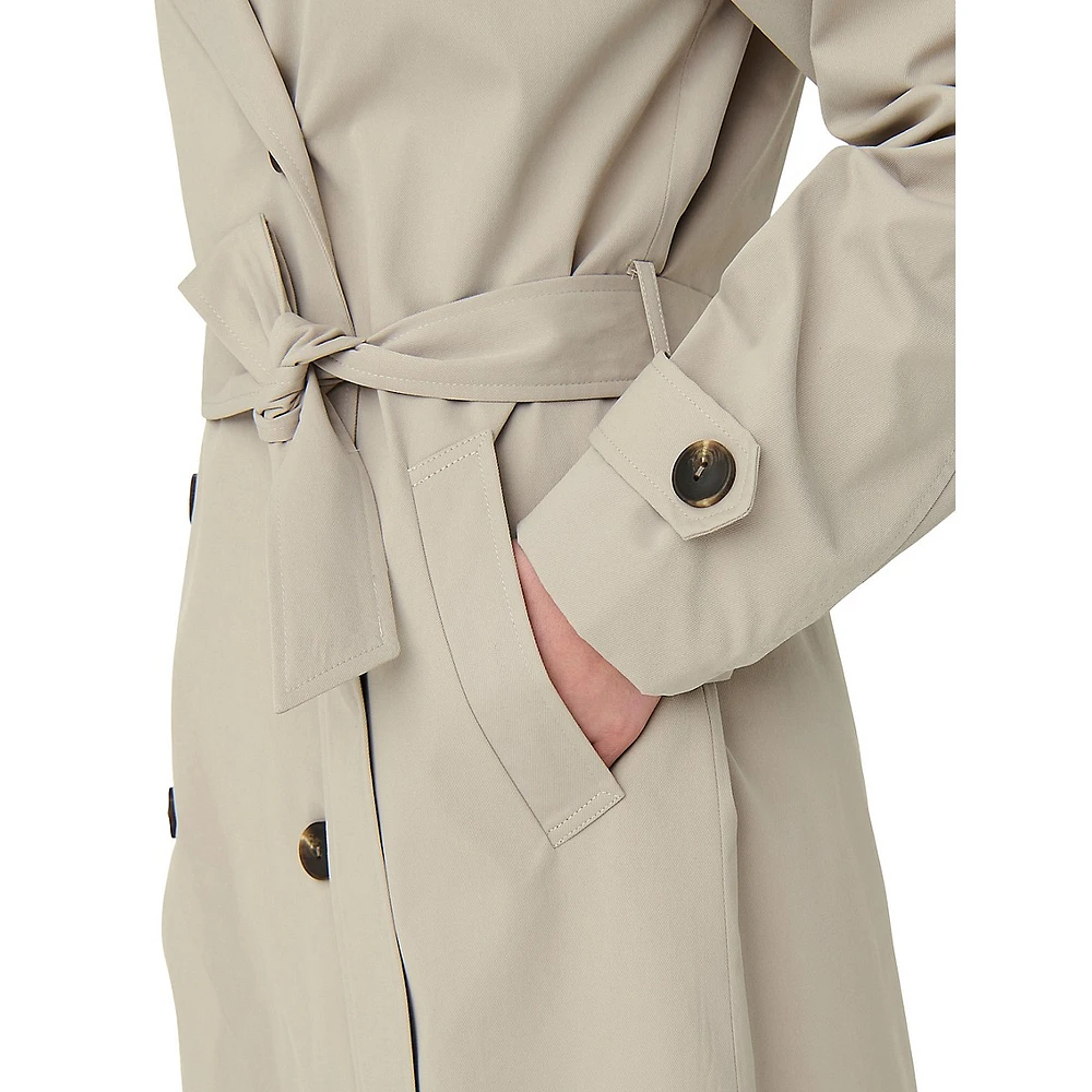 Trench-coat long à double boutonnage