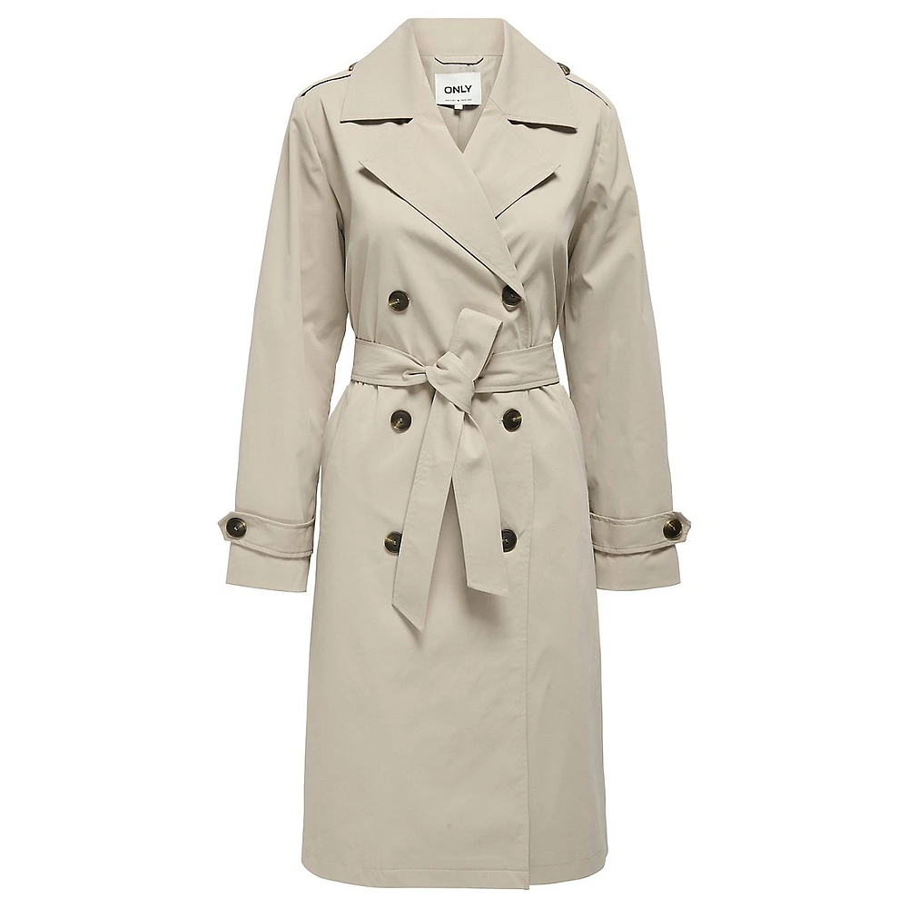 Double-Breasted Long Trench Coat