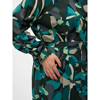 Plus Codella Printed Belted Midi Shirt Dress