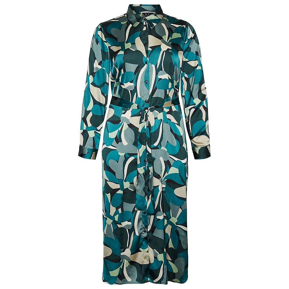 Plus Codella Printed Belted Midi Shirt Dress