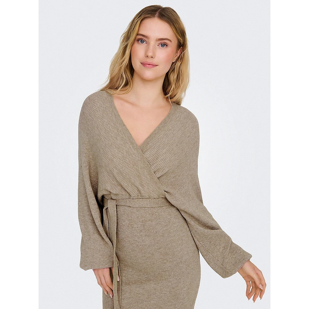 Robe pull dolman à surplis nouée Ibi