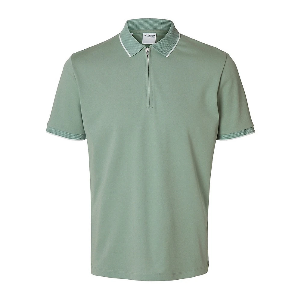 Polo en coton biologique mélangé à fermeture éclair quart de tour Fav