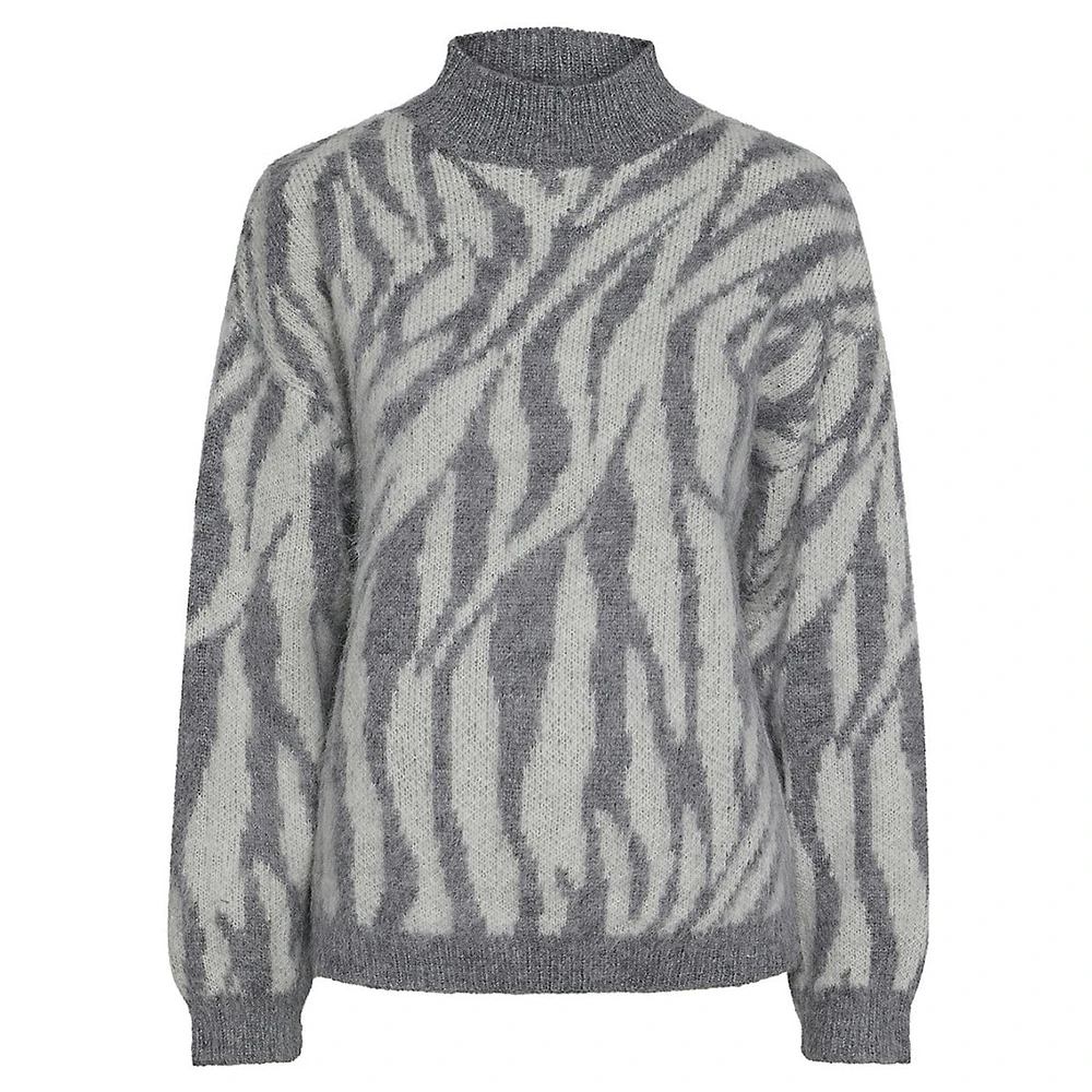 Noela Patterned Hairy-Knit Sweater