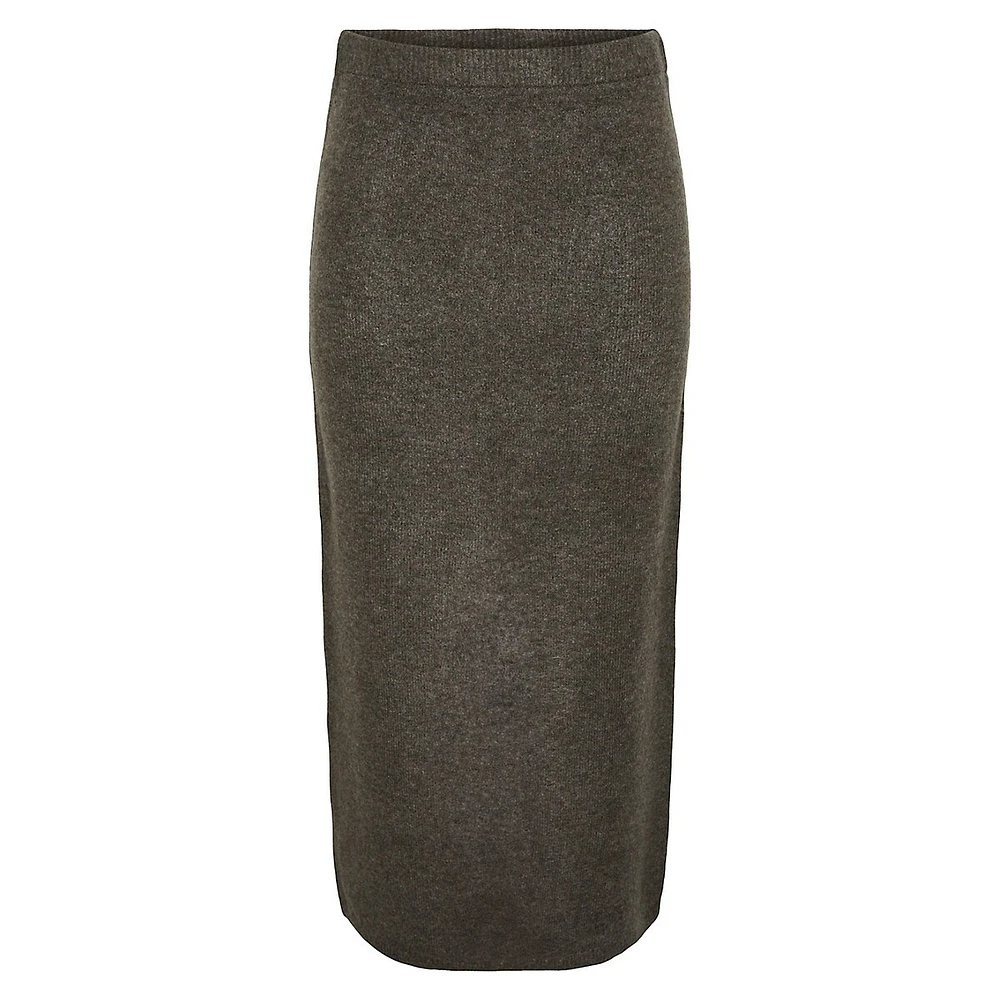 Nuna Front-Slit Knit Midi Skirt