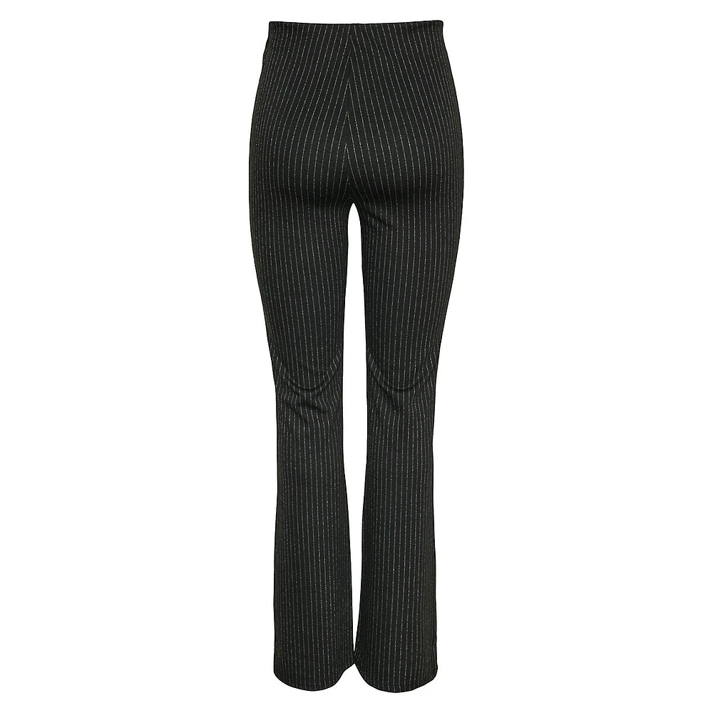 Niannah Pinstriped High-Waisted Flare Pants