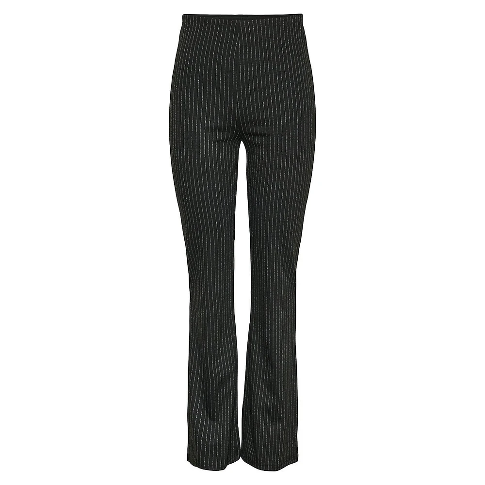 Niannah Pinstriped High-Waisted Flare Pants