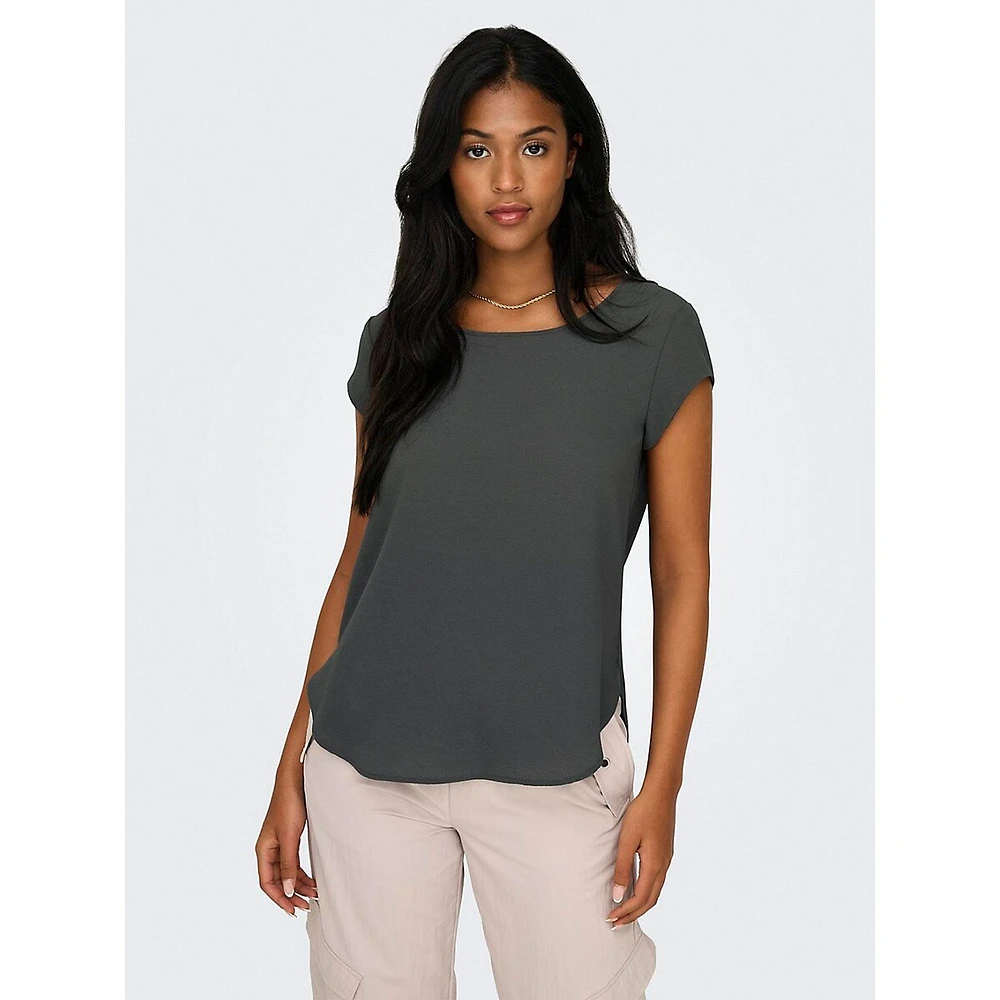 Vic Textured Cap-Sleeve Top