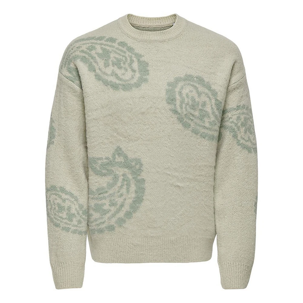 Ronnie Brushed Paisley Crewneck Sweater