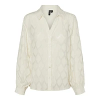 Collared V-Neck Embroidered Shirt