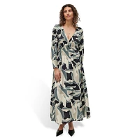 Ankel Printed V-Neck Smocked-Waist Maxi Dress