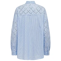 Julie Rhinestone-Grid Striped Button-Down Shirt