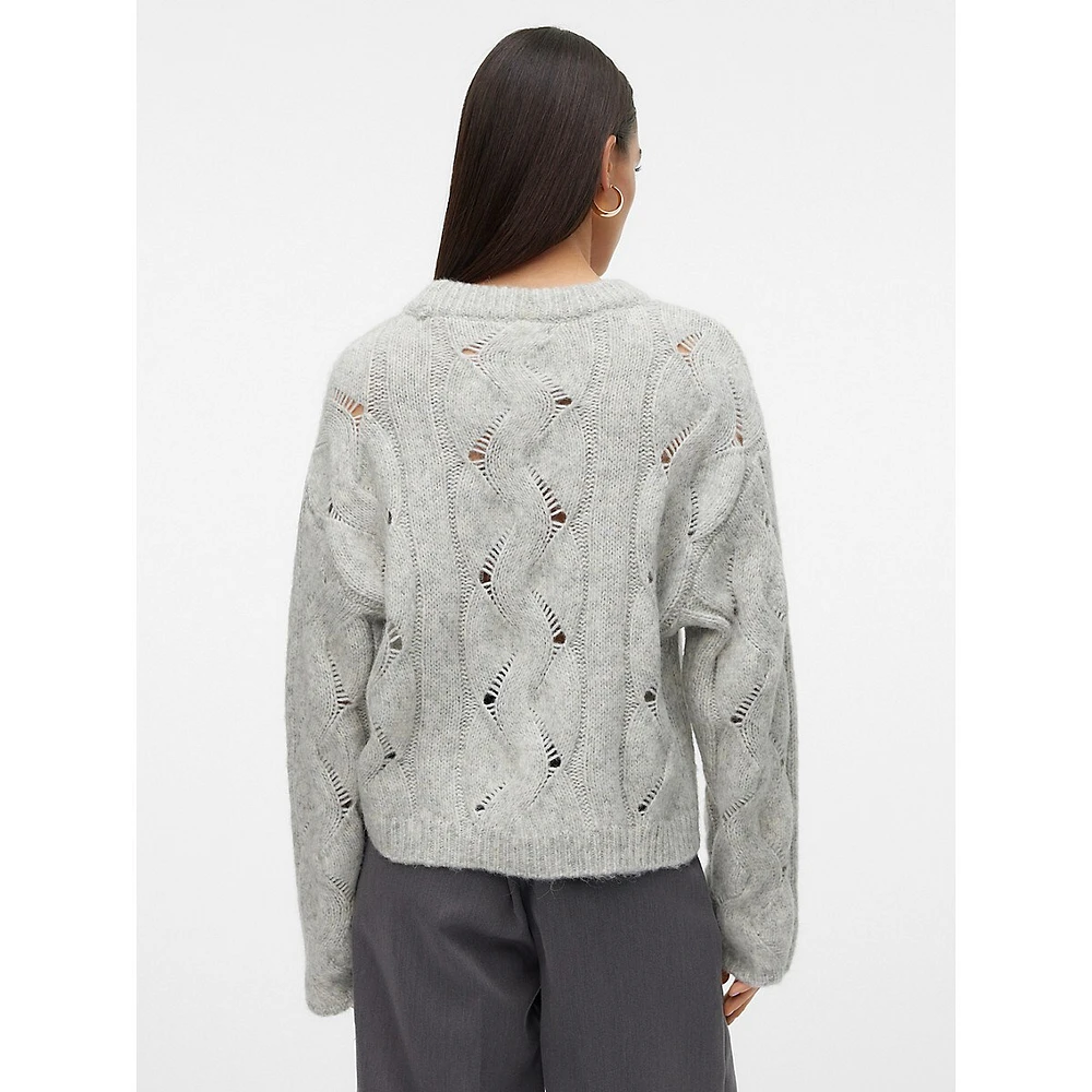 Volume-Sleeve Cable-Knit Sweater