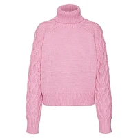 Miranda Cable-Trim Turtleneck Sweater