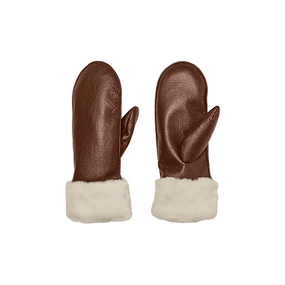 Mathilde Faux Leather & Faux Fur Mittens