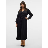 Plus Cindy Tied Plissé V-Neck Maxi Dress