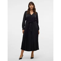 Plus Cindy Tied Plissé V-Neck Maxi Dress