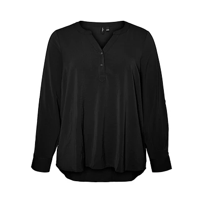 Plus Cani Henley-Style V-Neck Blouse