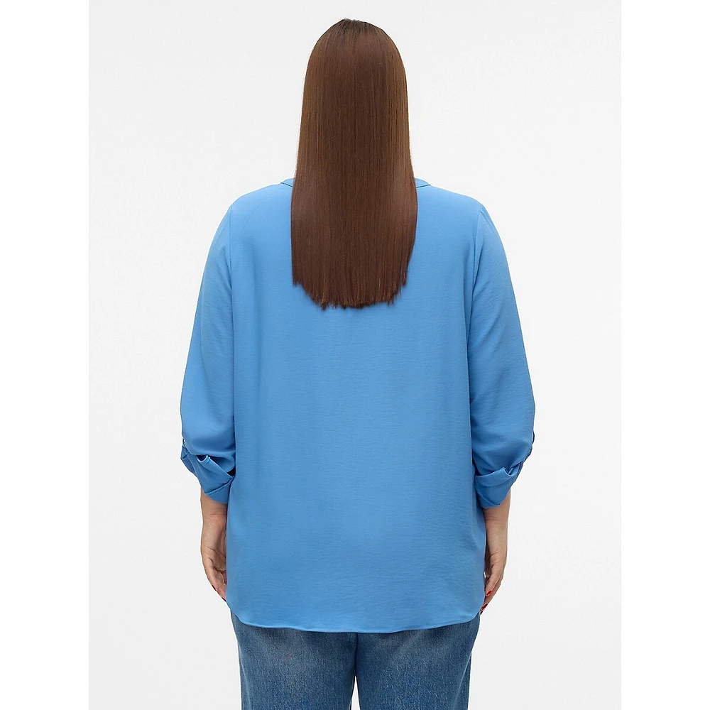 Plus Cani Henley-Style V-Neck Blouse