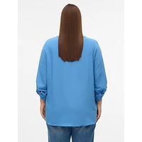 Plus Cani Henley-Style V-Neck Blouse