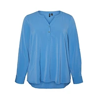 Plus Cani Henley-Style V-Neck Blouse