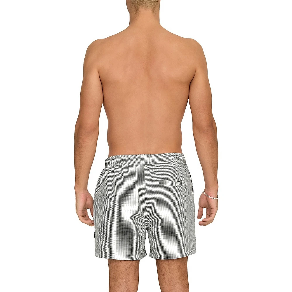 Ted Seersucker Striped Swim Shorts