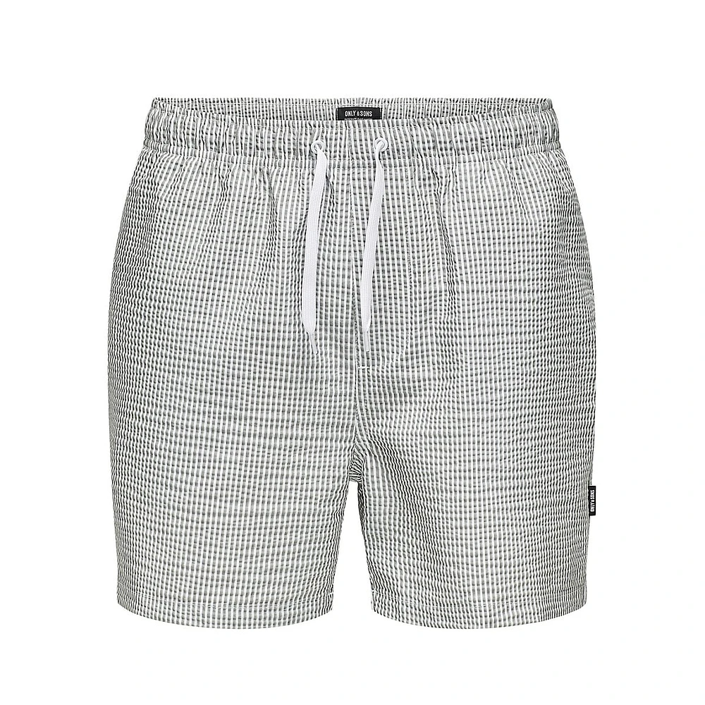 Ted Seersucker Striped Swim Shorts