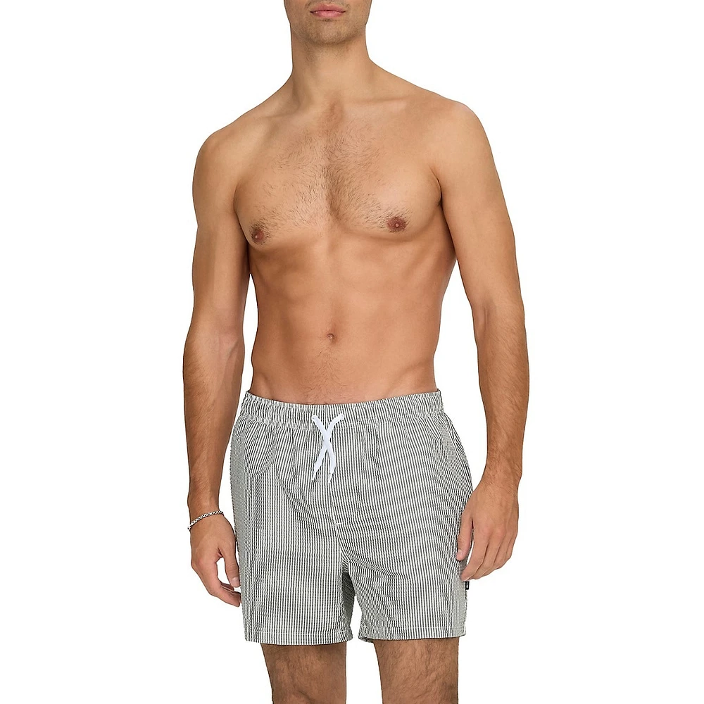 Ted Seersucker Striped Swim Shorts