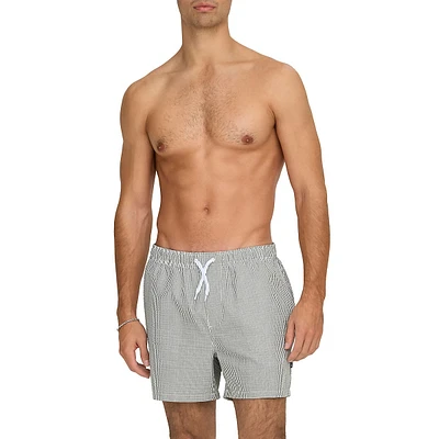 Ted Seersucker Striped Swim Shorts