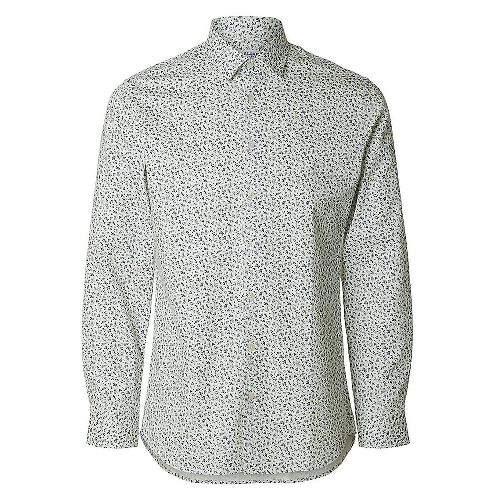 Slim-Fit Leaf-Print Performance Shirt