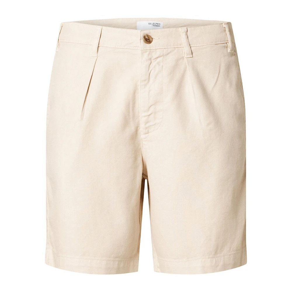 Marco Organic-Cotton & Tencel Pleated Twill Shorts