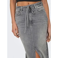 Gianna Tie-Waist Denim Midi Skirt