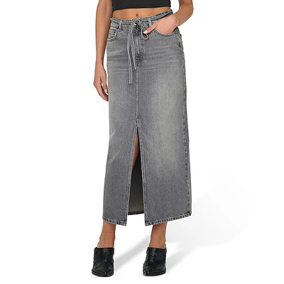 Gianna Tie-Waist Denim Midi Skirt