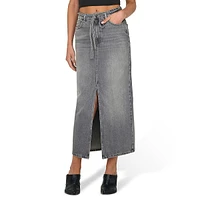 Gianna Tie-Waist Denim Midi Skirt