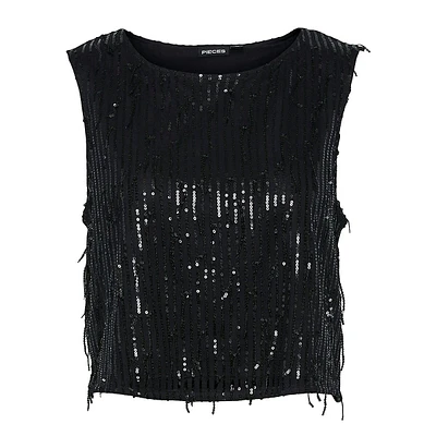 Rilly Sleeveless Sequin Fringe Top